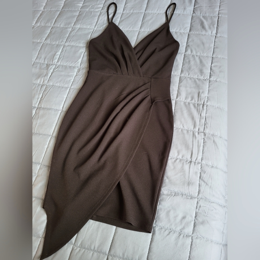 Black faux wrap dress
